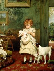 Charles Burton Barber Girl with Dogs