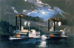 Currier and Ives A Midnight Race on the Mississippi