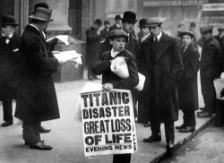 English School Newsboy Ned Parfett announcing the sinking of the Titanic