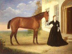 English School  Portrait of a lady with her horse
