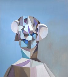 George Condo Portrait Composition in Blue And Grey, 2012