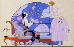 Georges Barbier Two Ladies in a Salon 1924
