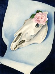 Georgia O'keeffe Horse's Skull with Pink Rose