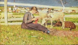 Giovanni Segantini A Girl Knitting