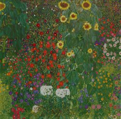 Gustav Klimt Farm Garden with Flowers