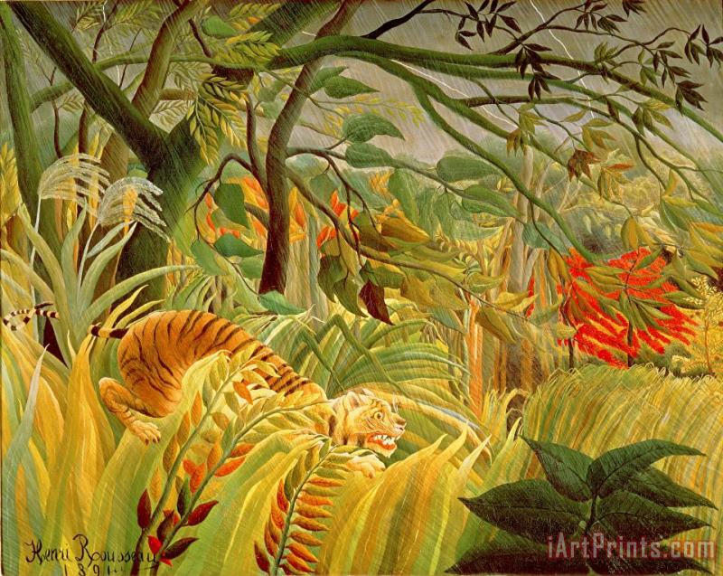 Tiger in a Tropical Storm painting - Henri Rousseau Tiger in a Tropical Storm Art Print