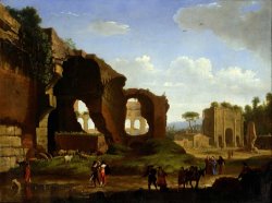Herman Van Swanevelt A Roman View of The Ruins of The Temple of Venus And Rome with The Colosseum And The Arch of Constan...