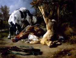 Jacques-Raymond Brascassat Spaniel with a Still Life of Dead Game