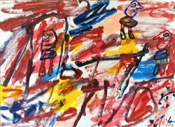 Jean Dubuffet Site Avec 3 Personnages Ii, 1981