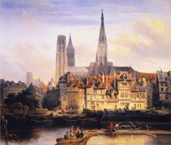 Johannes Bosboom View of The Paris Quay And The Cathedral at Rouen