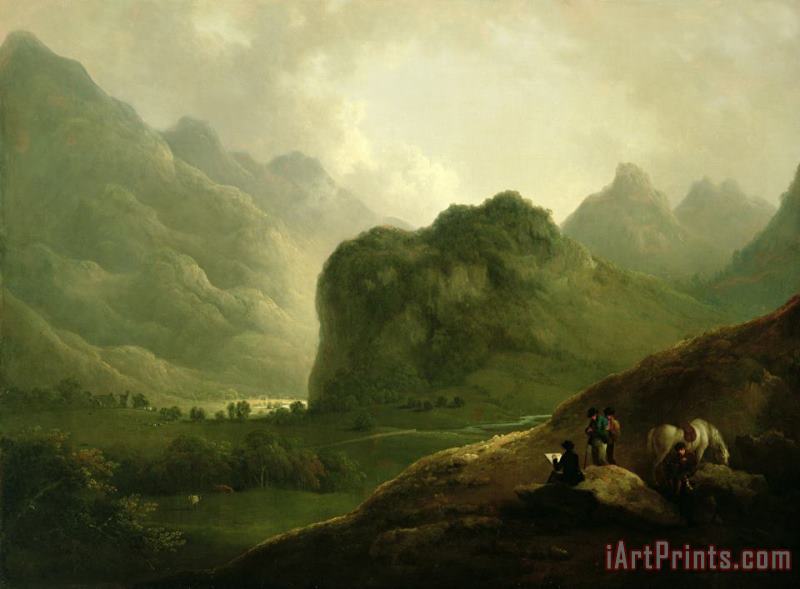 A Sketching Party in the Pass at Borrowdale painting - Julius Caesar Ibbetson A Sketching Party in the Pass at Borrowdale Art Print