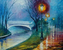 Leonid Afremov Misty Bridge