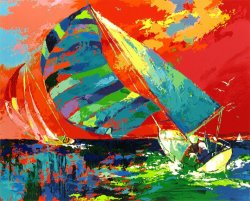 Leroy Neiman Orange Sky Sailing