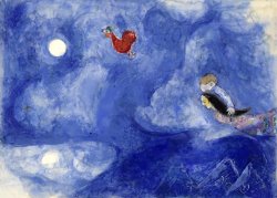 Marc Chagall Aleko And Zemphira by Moonlight. Study for Backdrop for Scene 1 of The Ballet Aleko. (1942)