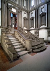 Michelangelo Buonarroti Staircase in The Entrance Hall of The Laurentian Library Completed by Bartolomeo Ammannati 1559