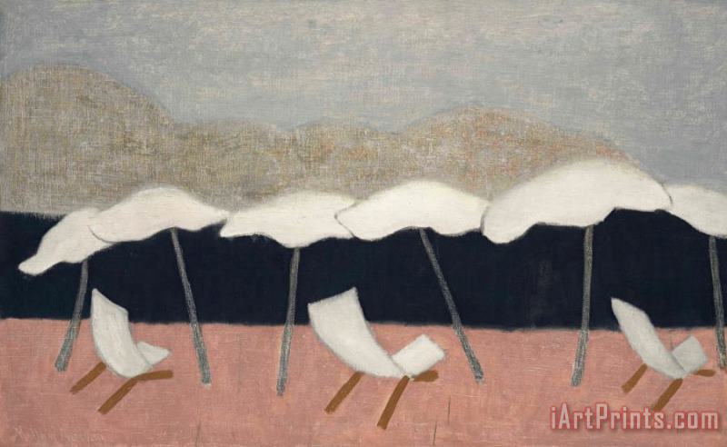 White Umbrellas, 1952 painting - Milton Avery White Umbrellas, 1952 Art Print