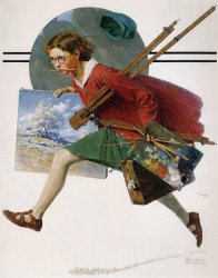 Norman Rockwell Girl Running with Wet Canvas