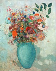 Odilon Redon Flowers In A Turquoise Vase