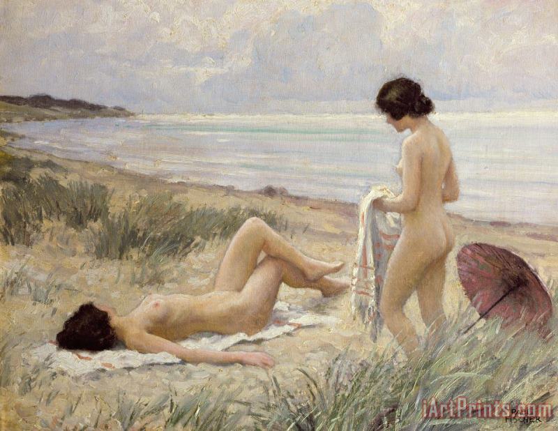 Summer on the Beach painting - Paul Fischer Summer on the Beach Art Print