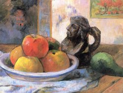 Paul Gauguin Still Life with Apples, a Pear, And a Ceramic Portrait Jug