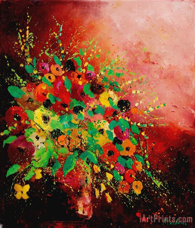 Bunch of flowers 0507 painting - Pol Ledent Bunch of flowers 0507 Art Print