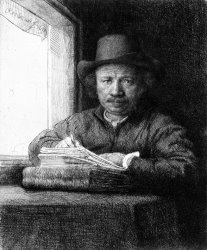 Rembrandt Rembrandt Drawing at a Window