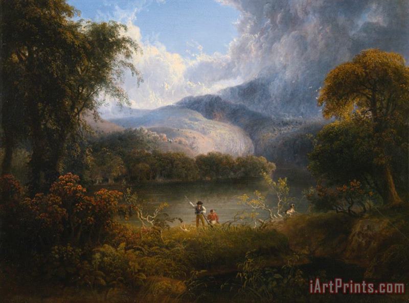 Thomas Doughty Hunters with a Dog in a Landscape Art Painting