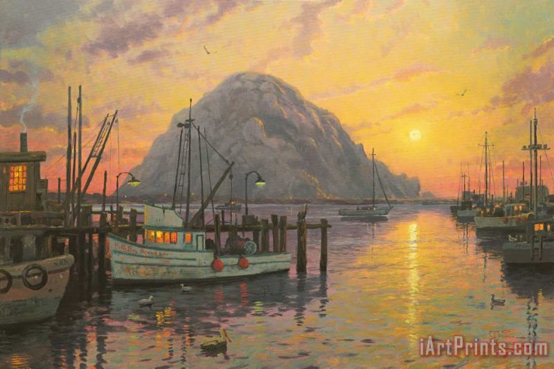 Morro Bay at Sunset painting - Thomas Kinkade Morro Bay at Sunset Art Print