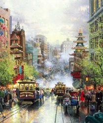 Thomas Kinkade San Francisco, a View Down California Street From Nob Hill