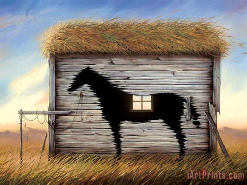 Black Horse painting - Vladimir Kush Black Horse Art Print