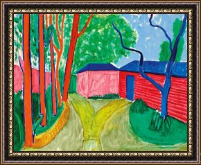 Ganesh in The Garden Framed Prints - Guest House Garden, 2000 by David Hockney