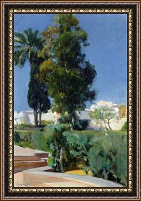 Ganesh in The Garden Framed Prints - Corner of The Garden, Alcazar, Sevilla by Joaquin Sorolla y Bastida