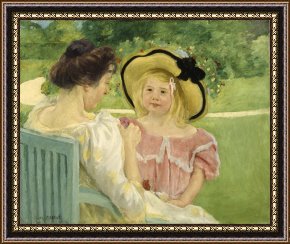 Ganesh in The Garden Framed Prints - In The Garden by Mary Cassatt