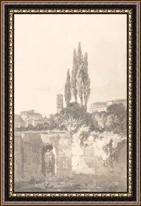 Ganesh in The Garden Framed Prints - In The Farnese Gardens, Rome by Thomas Girtin