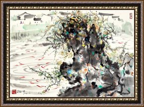 Ganesh in The Garden Framed Prints - Corner of a Garden, 1986 by Wu Guanzhong