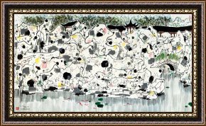 Ganesh in The Garden Framed Prints - The Lion Groov Garden, 1987 by Wu Guanzhong